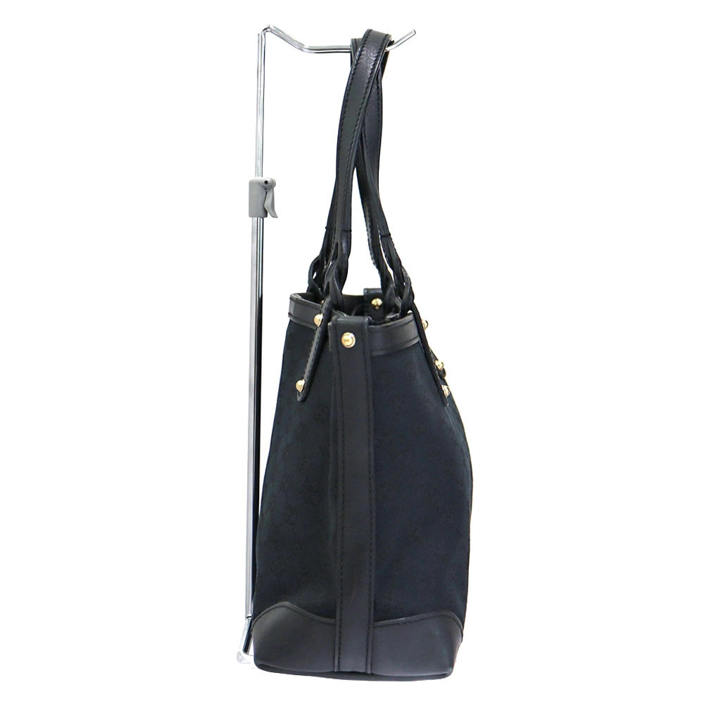 Gucci Tote Bag Canvas Leather Black GG - Picture 4 of 10
